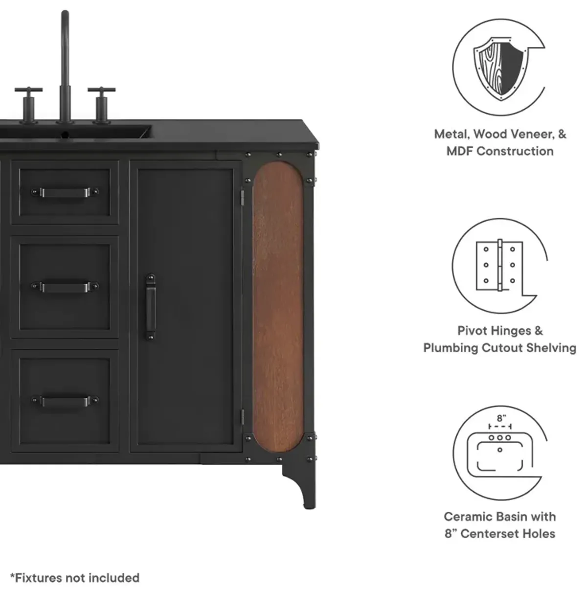 Steamforge 48" Single Sink Bathroom Vanity