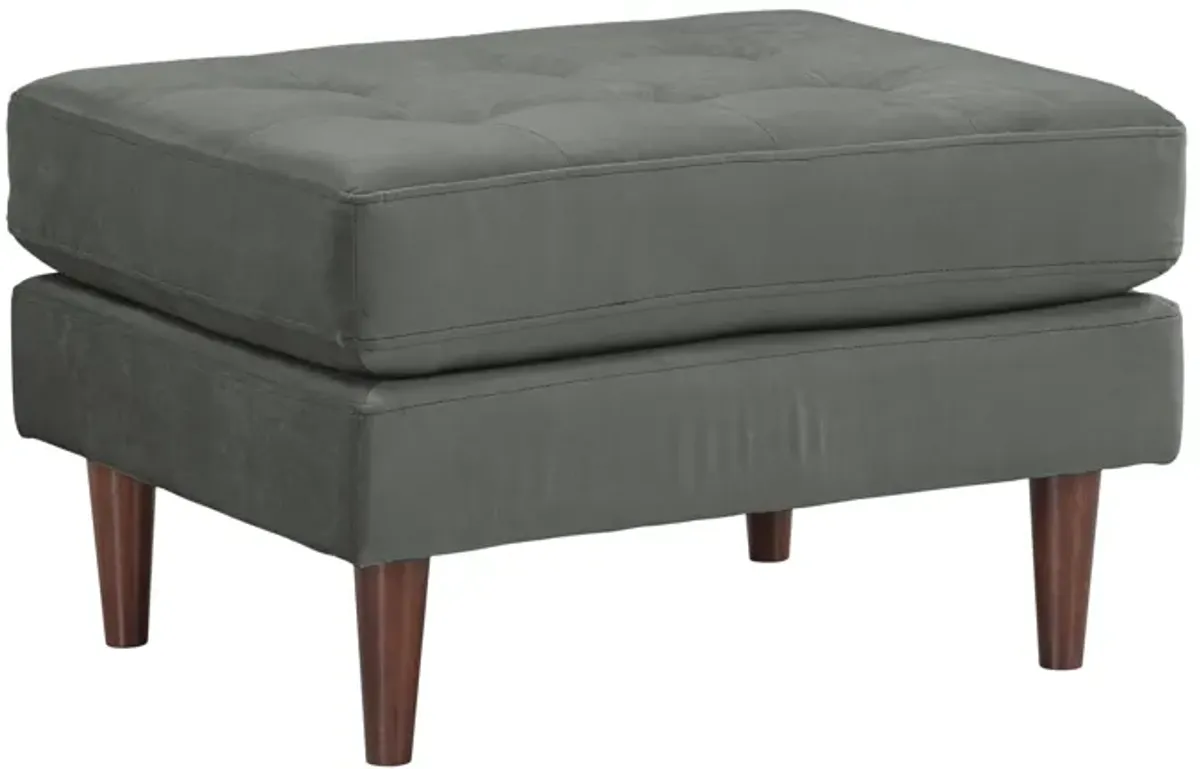 Cave Ash Gray Velvet Ottoman