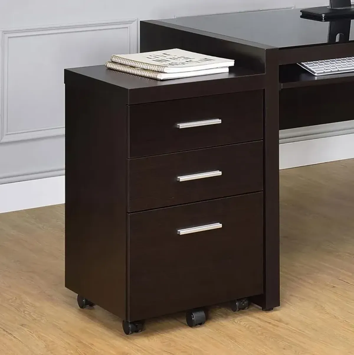 Skeena 3-drawer Mobile Storage Cabinet Cappuccino