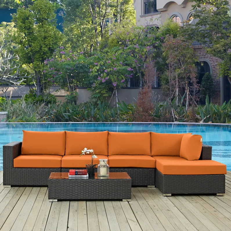 Sojourn 5 Piece Outdoor Patio Sunbrella® Sectional Set