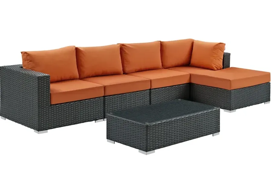 Sojourn 5 Piece Outdoor Patio Sunbrella® Sectional Set