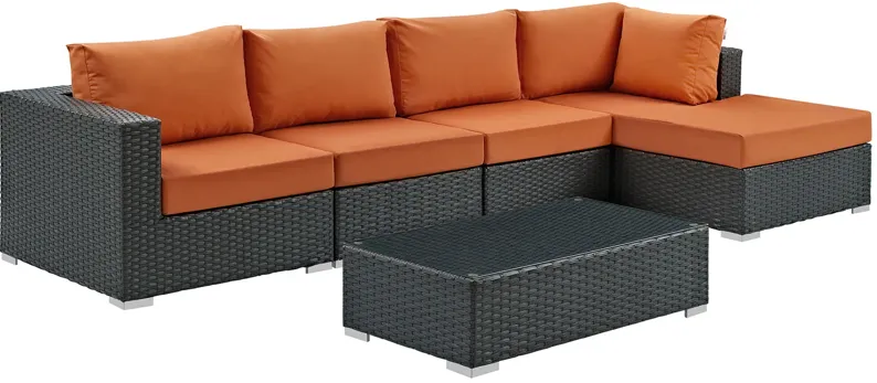 Sojourn 5 Piece Outdoor Patio Sunbrella® Sectional Set