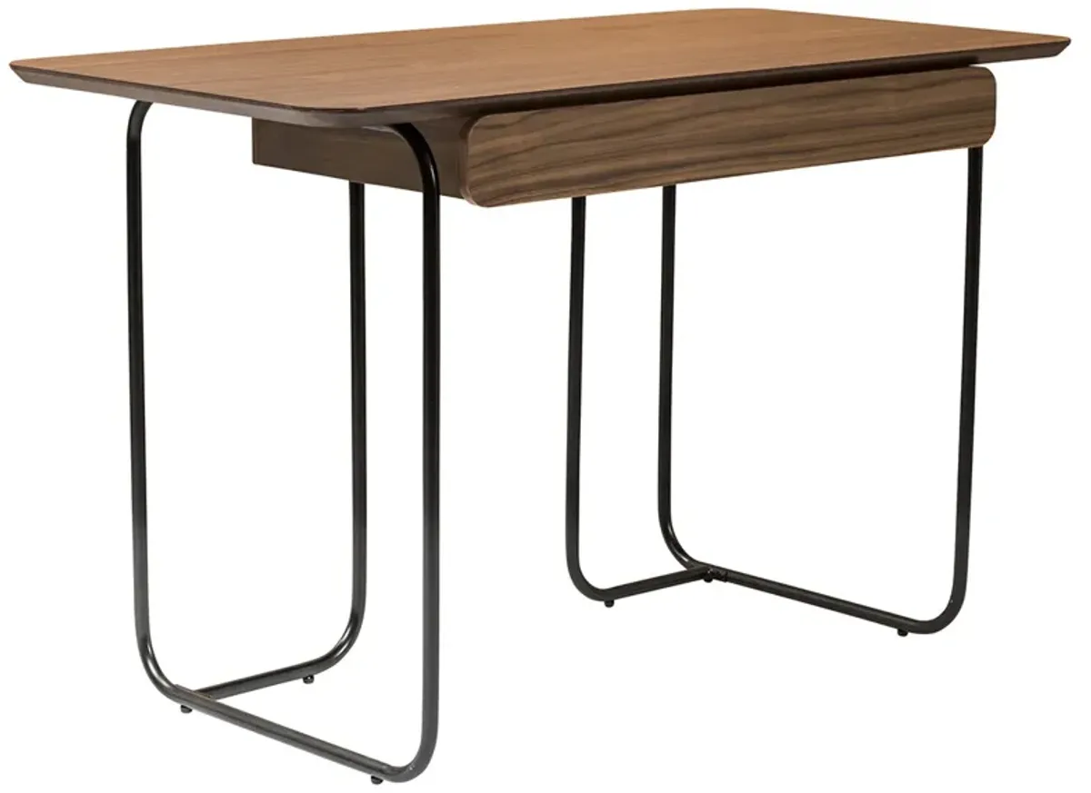 Halle Desk in American Walnut and Black Steel Legs