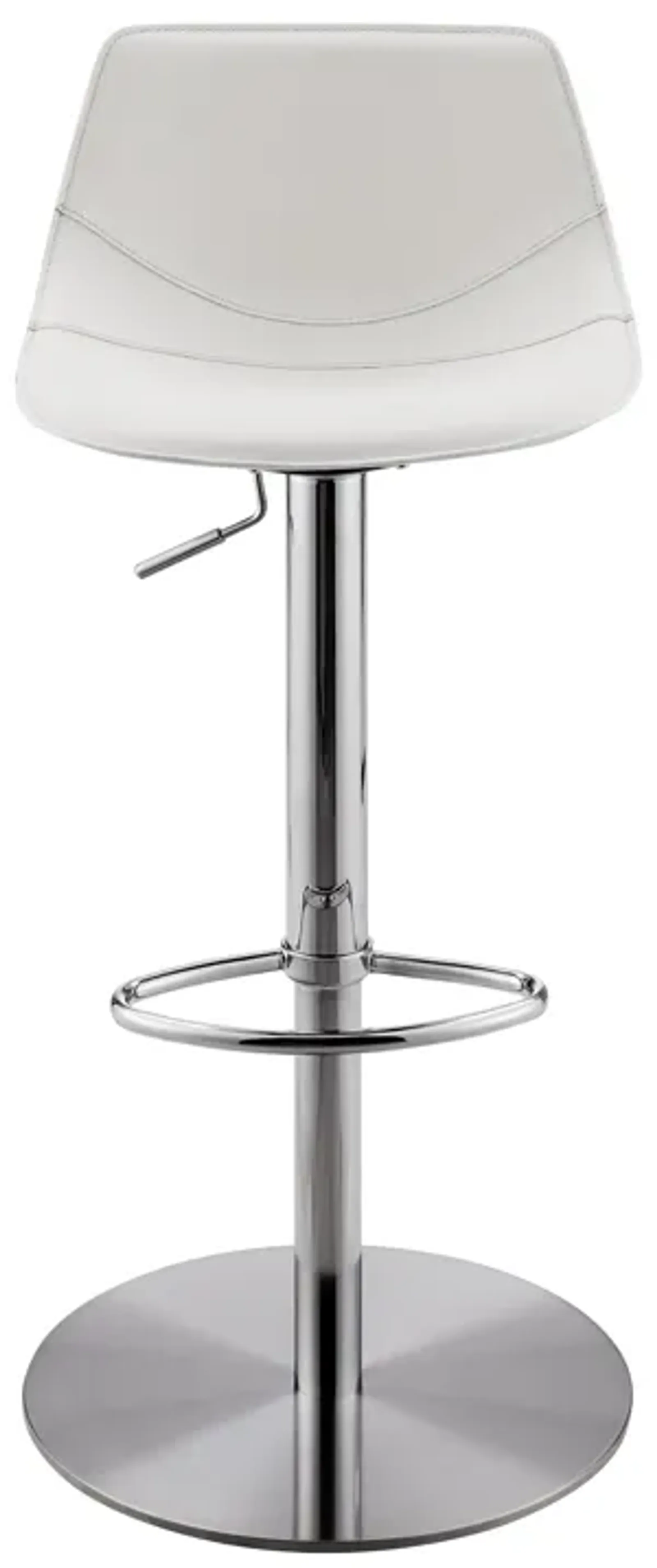 Rudy Adjustable Swivel Bar/Counter Stool in White with Brushed Stainless Steel Base