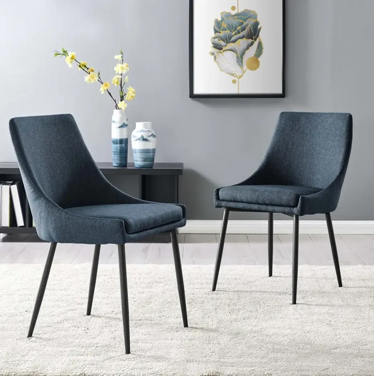 Viscount Upholstered Fabric Dining Chairs - Set of 2