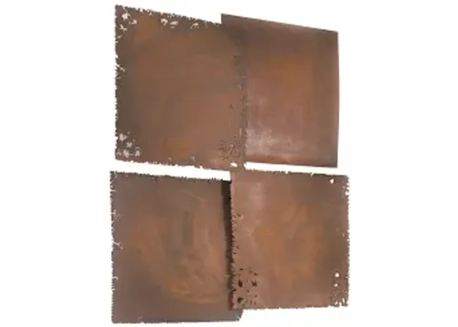 cast square oil drum wall tiles, resin, rust finish, set of 4