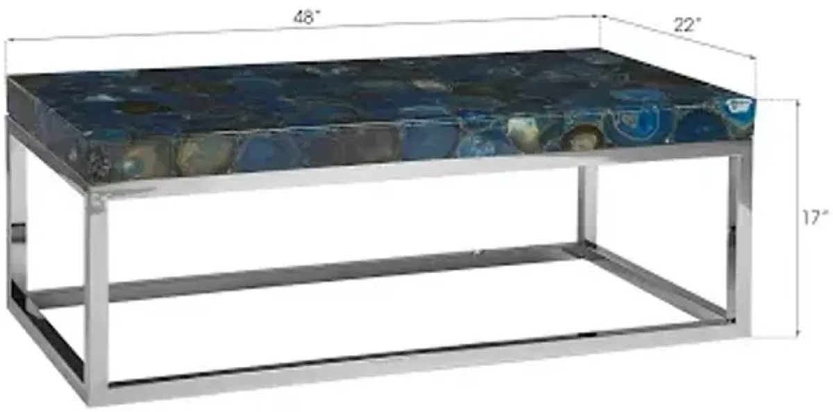 agate coffee table, stainless steel base