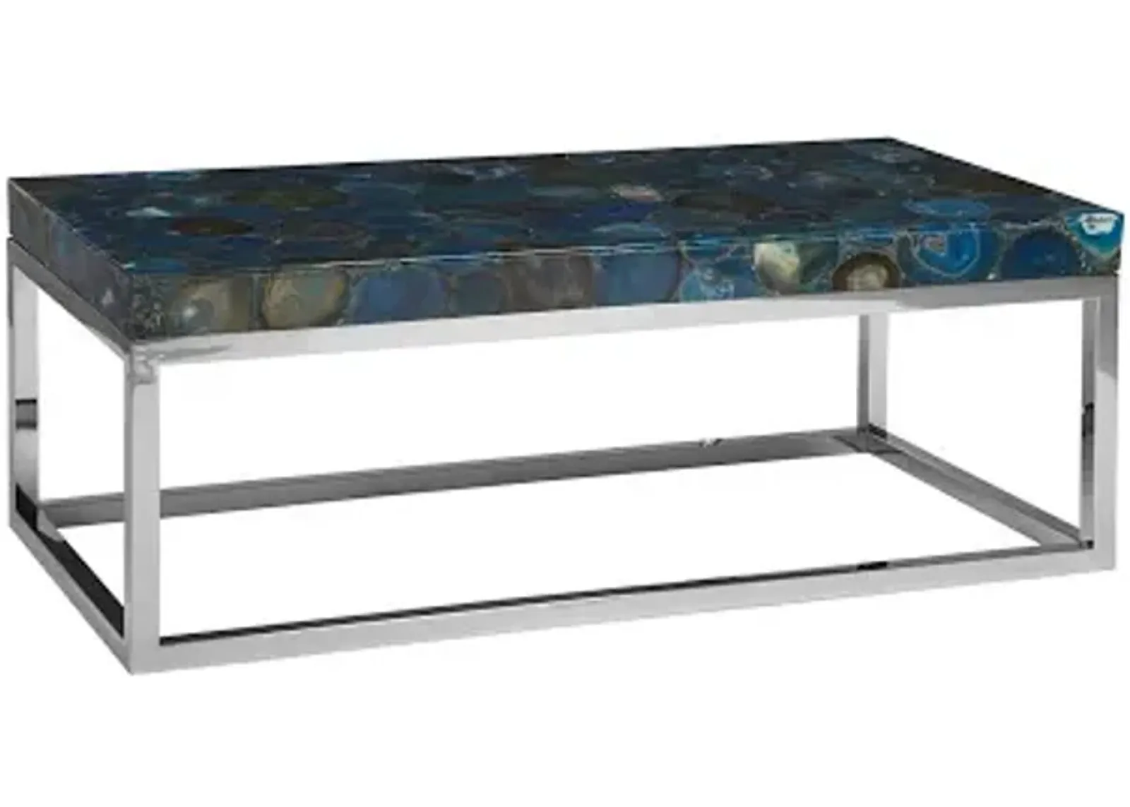 agate coffee table, stainless steel base