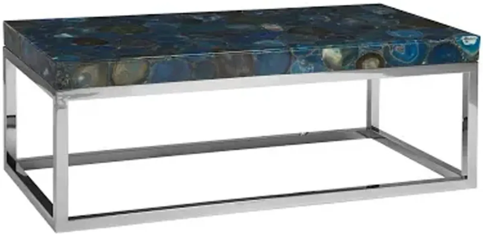 agate coffee table, stainless steel base