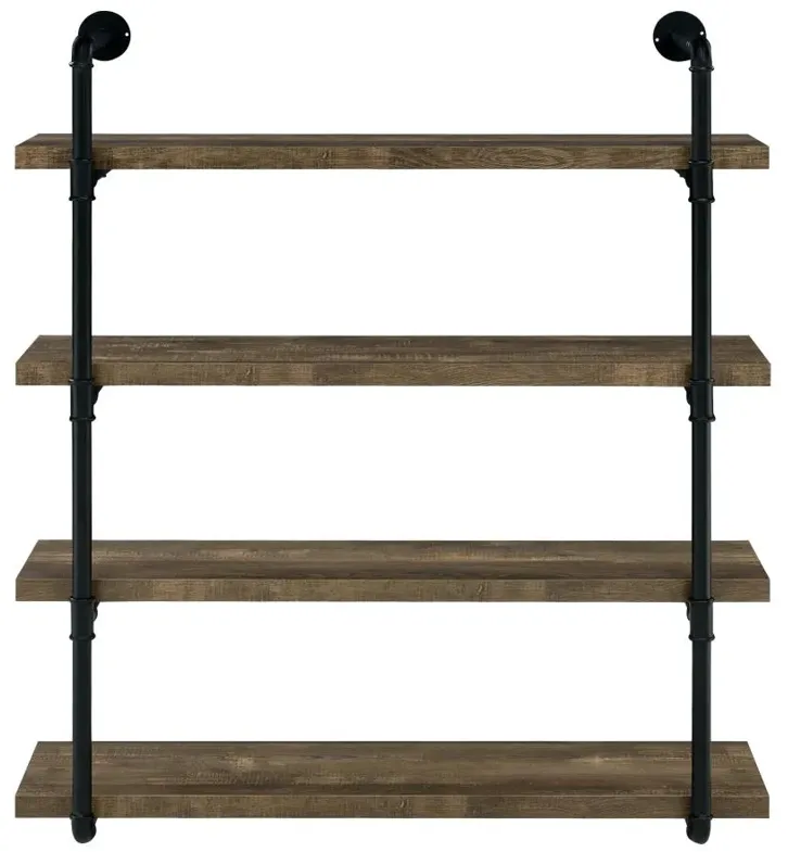 Elmcrest 40-inch Wall Shelf Black and Rustic Oak