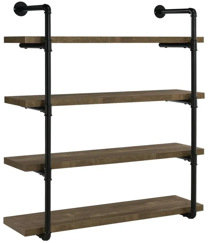 Elmcrest 40-inch Wall Shelf Black and Rustic Oak