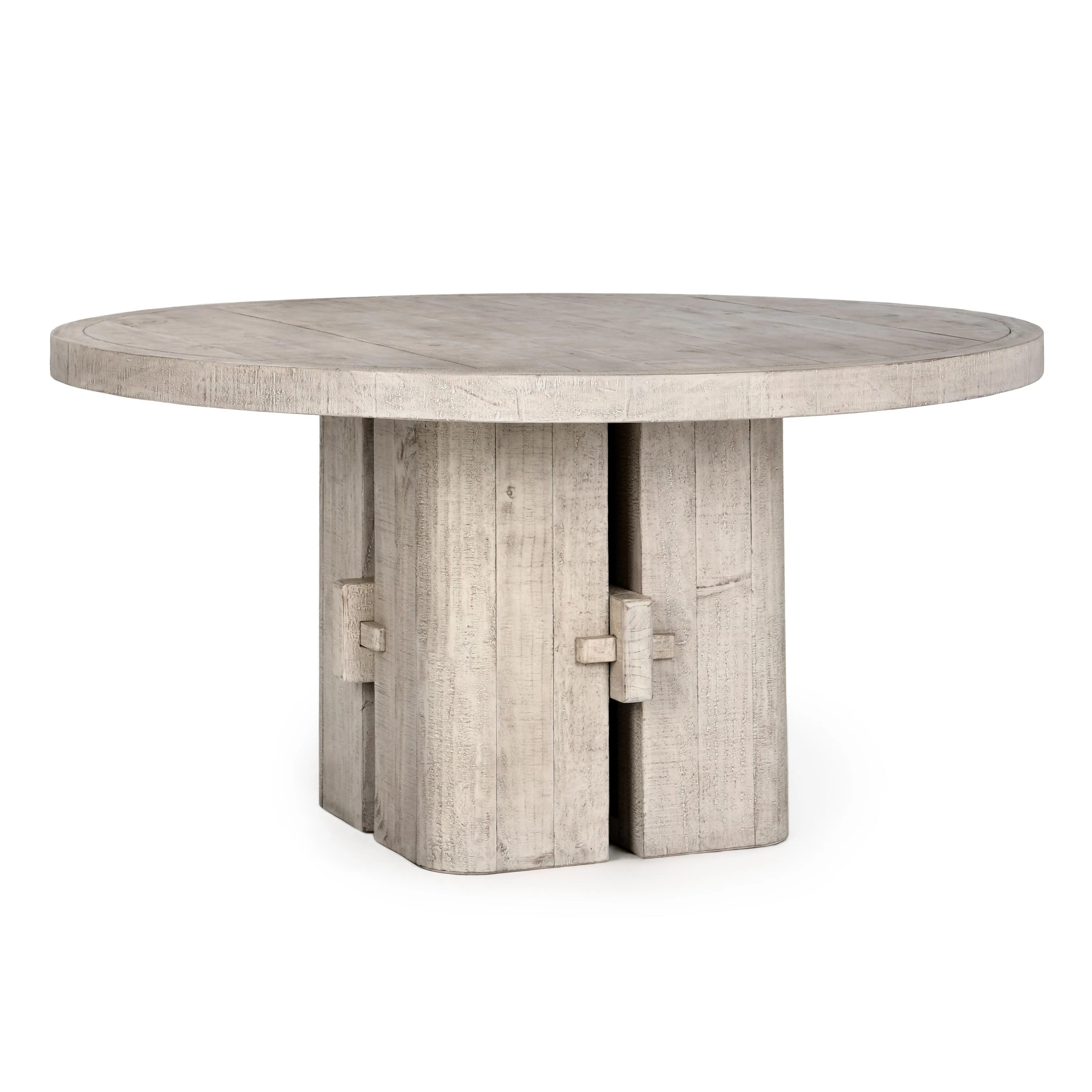 Rosemount 60" Reclaimed Pine Wood Transitional Round Dining Table in White Wash