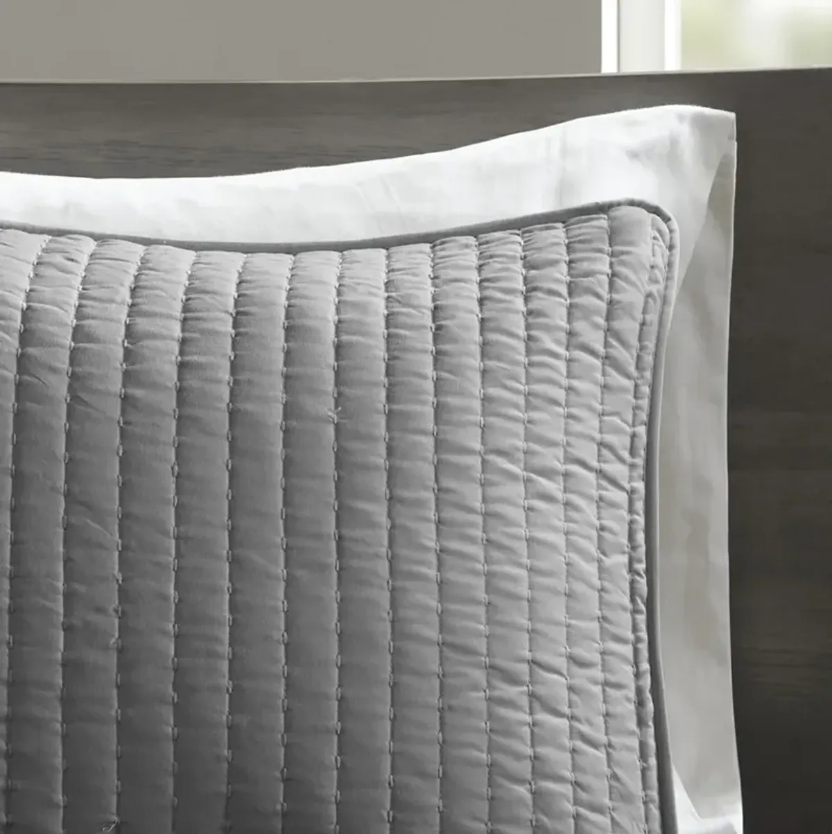 Madison Park Keaton Grey 2 Piece Quilt Set