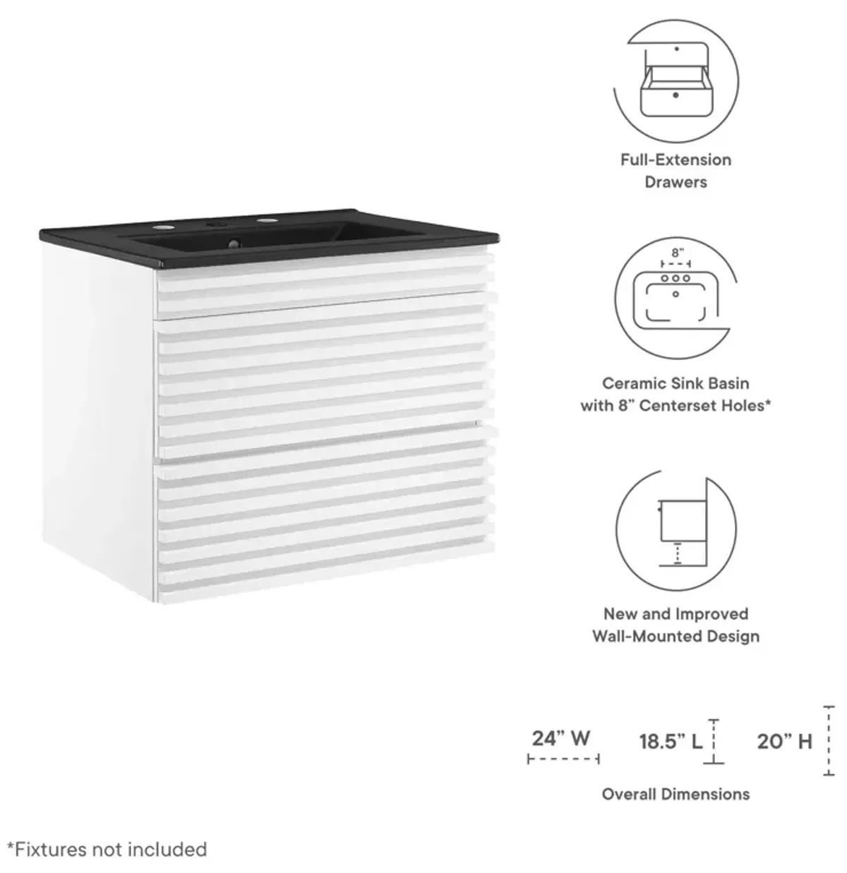 Render 24" Wall-Mount Bathroom Vanity