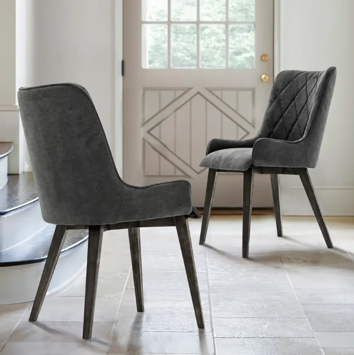 Alana Charcoal Upholstered Dining Chair - Set of 2