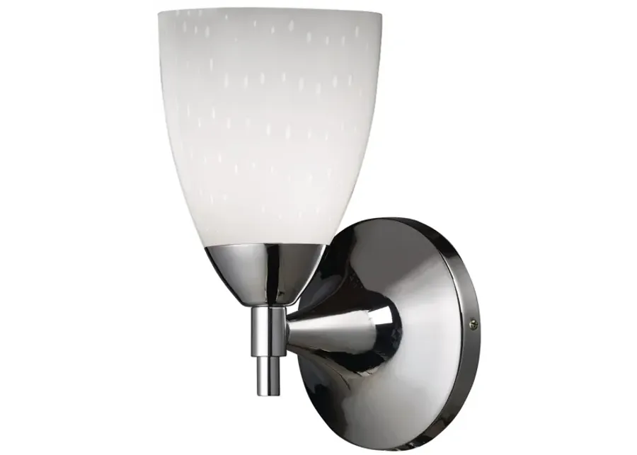 Celina 1-Light Wall Lamp in Polished Chrome with Simple White Glass