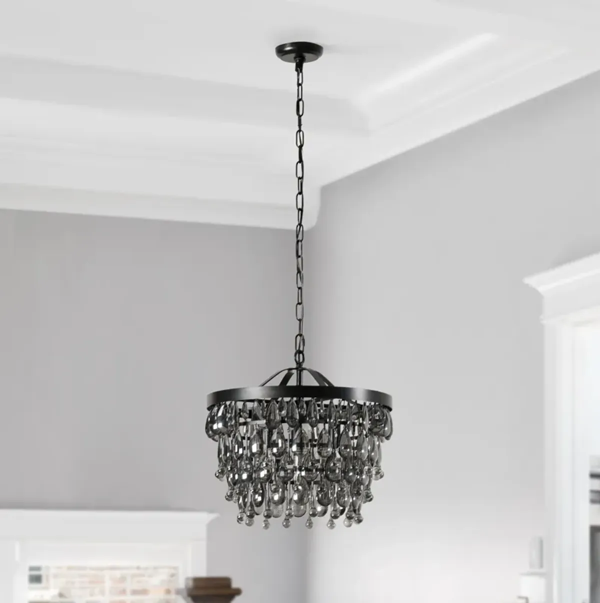 Renata Glass 4-Light Black Chandelier