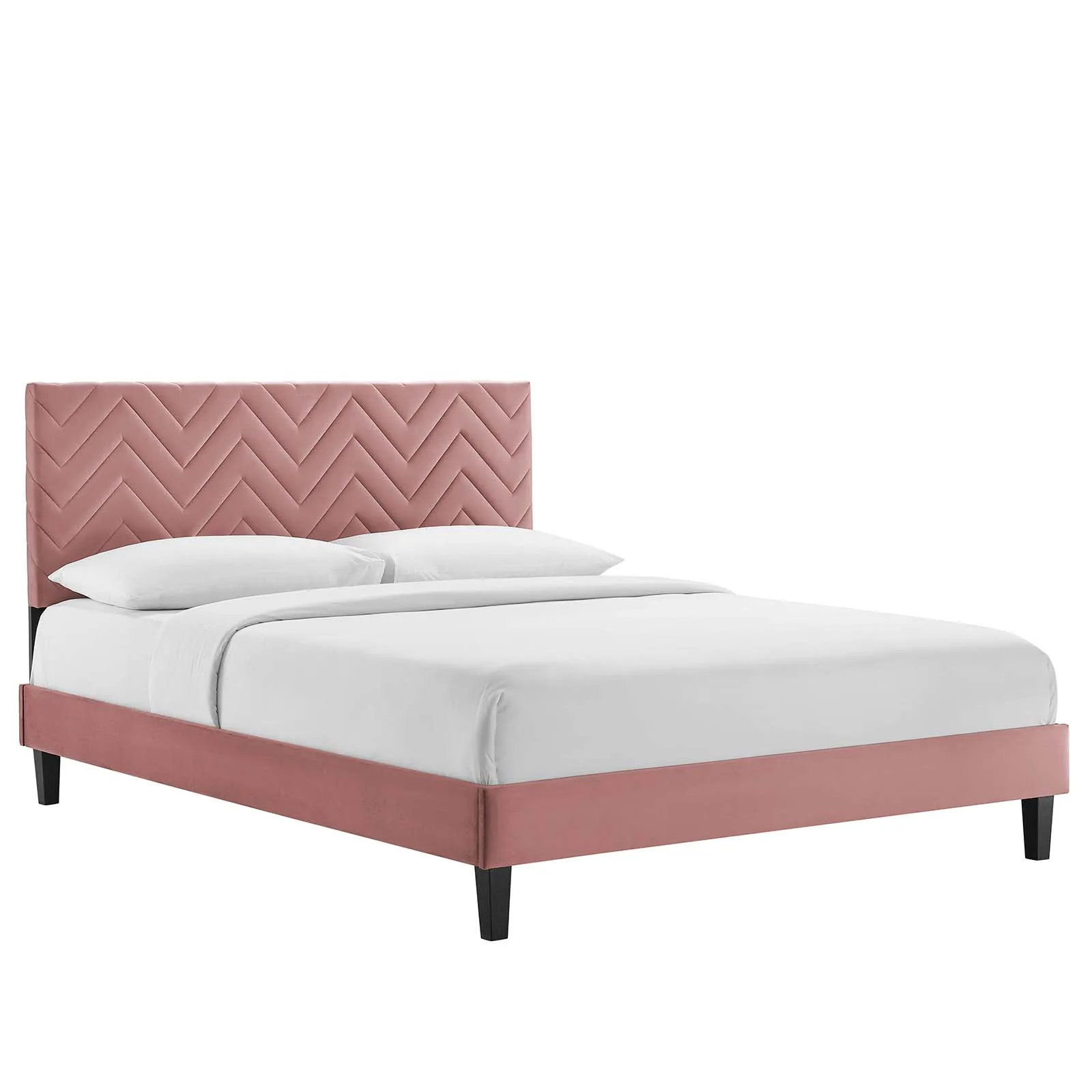 Leah Chevron Tufted Performance Velvet King Platform Bed