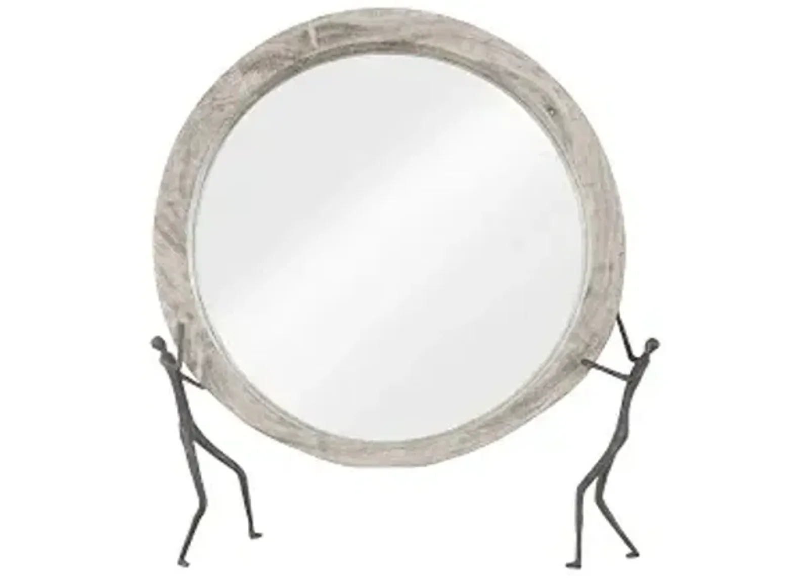 atlas mirror, chamcha wood, gray stone finish, metal