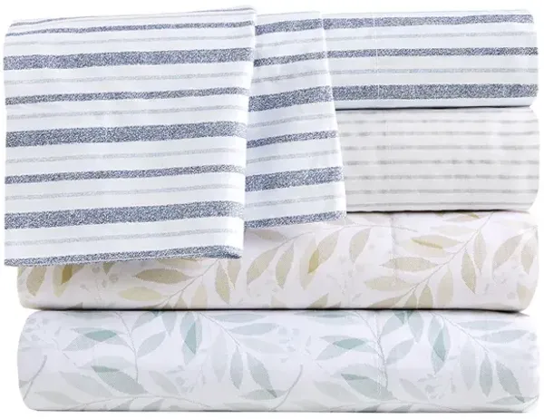 Madison Park Essentials 200 Thread Count Printed Cotton Blue Stripe Sheet Set