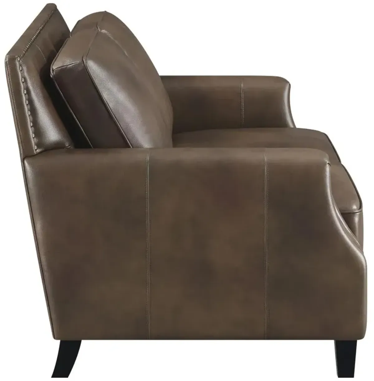 Leaton Upholstered Recessed Arms Loveseat Brown Sugar