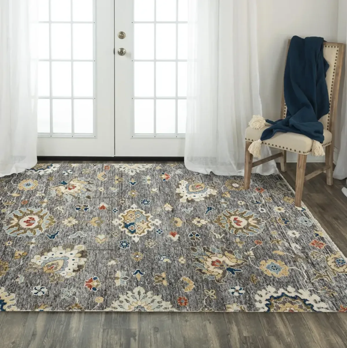 Belmont Gray/Multi  Hand Spun Wool 6' x 9' Rectangle Rug