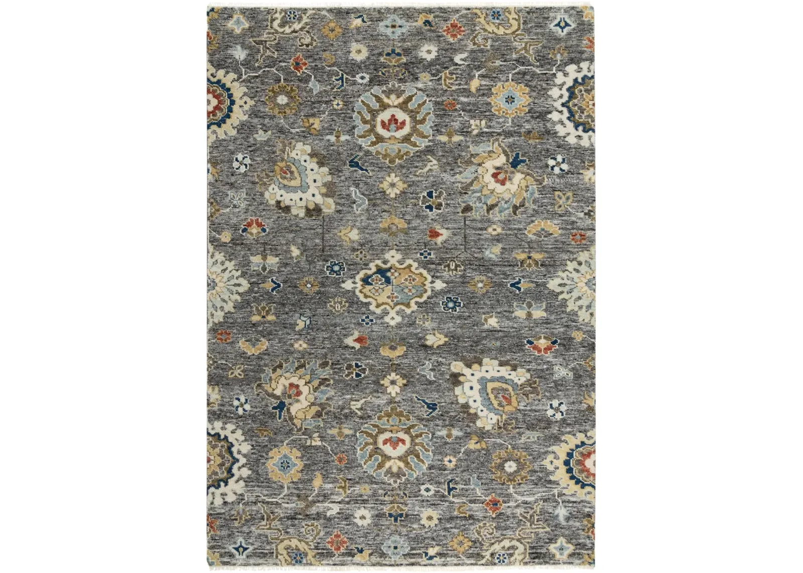 Belmont Gray/Multi  Hand Spun Wool 6' x 9' Rectangle Rug