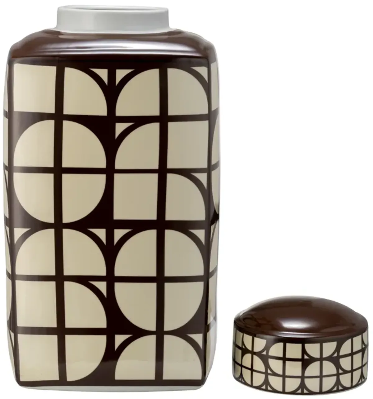 Cer, 18"h Square Jar W/ Lid, Java/cotton