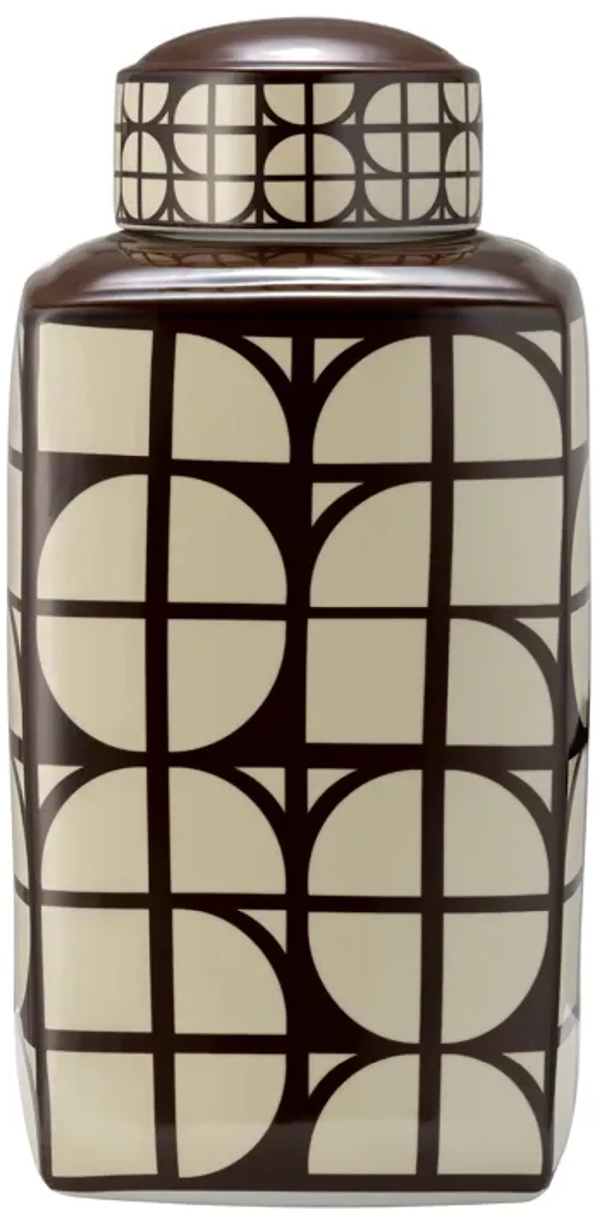 Cer, 18"h Square Jar W/ Lid, Java/cotton