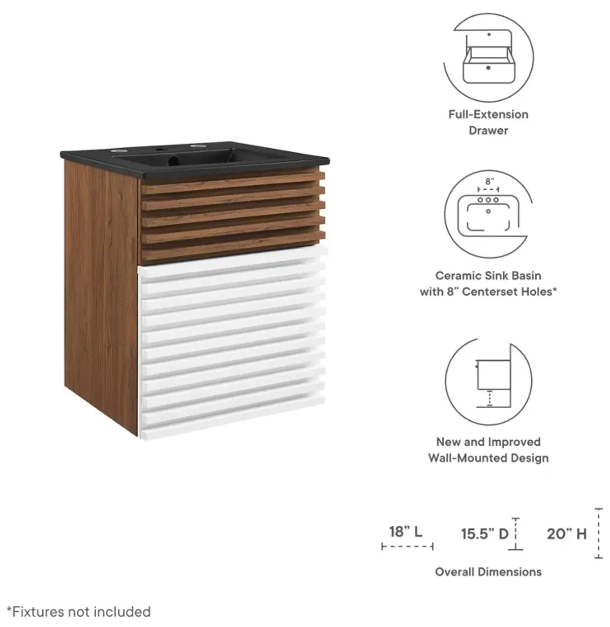 Render 18" Wall-Mount Bathroom Vanity