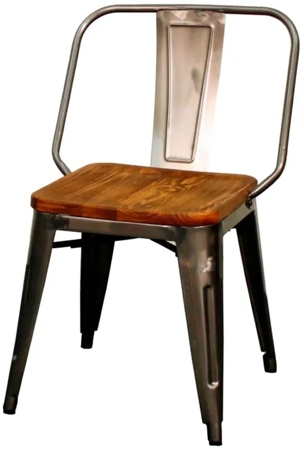 Brian Metal Dining Side Chair Wood Seat, Gunmetal (Set of 4)