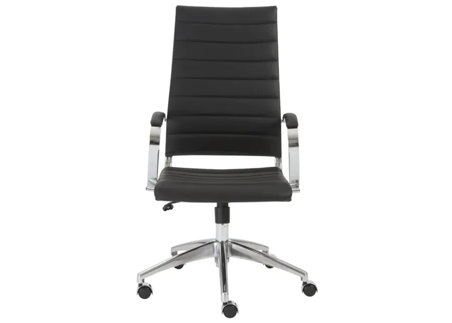 Axel High Back Office Chair in Black with Aluminum Base