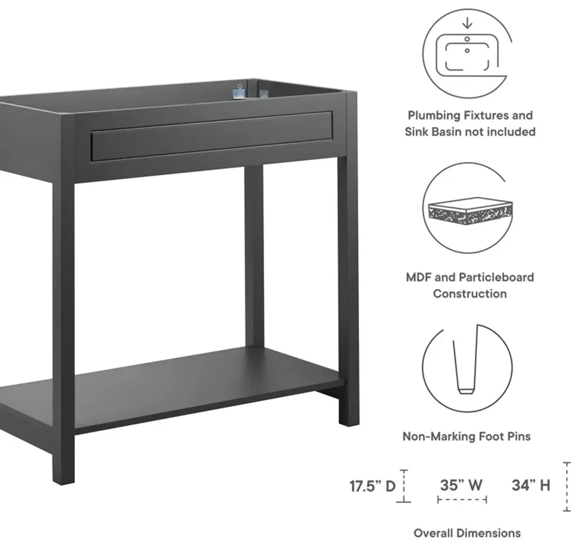 Altura 36" Bathroom Vanity Cabinet (Sink Basin Not Included)