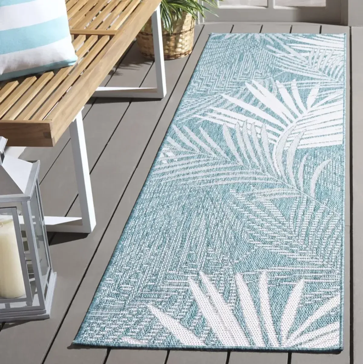 BEACH HOUSE 264 AQUA  2'-2' x 8' Runner Rug