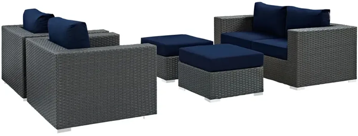 Sojourn 5 Piece Outdoor Patio Sunbrella® Sectional Set