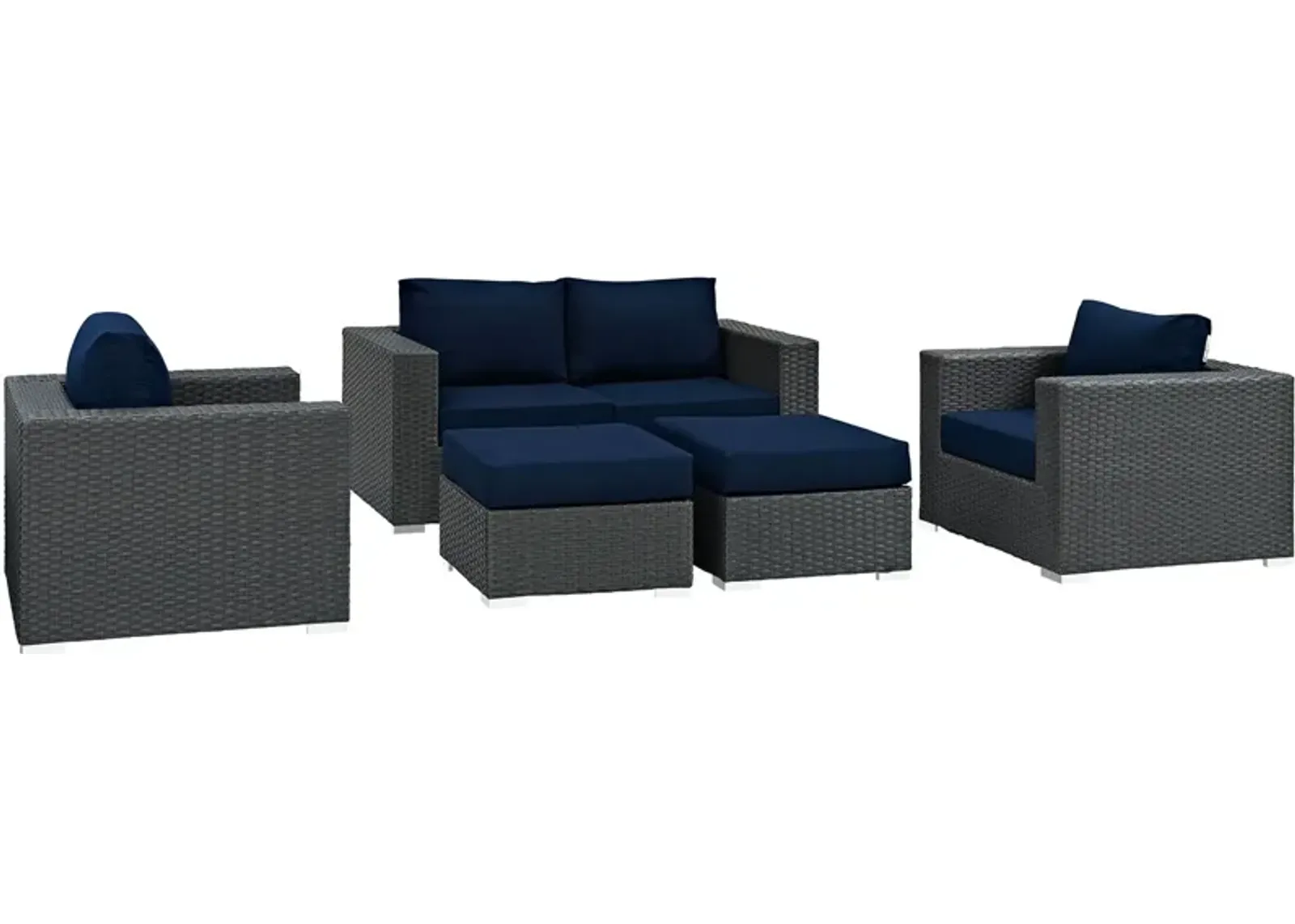 Sojourn 5 Piece Outdoor Patio Sunbrella® Sectional Set