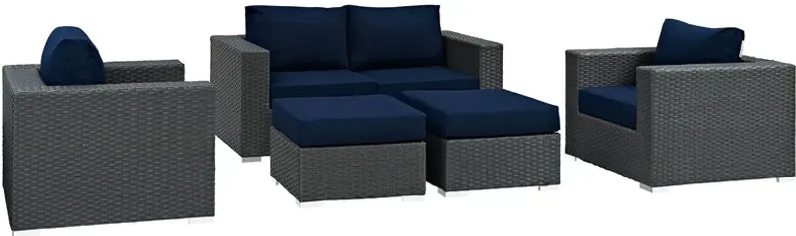 Sojourn 5 Piece Outdoor Patio Sunbrella® Sectional Set