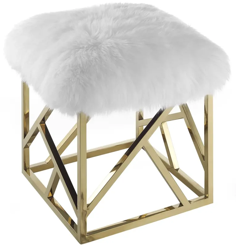 Intersperse Sheepskin Ottoman