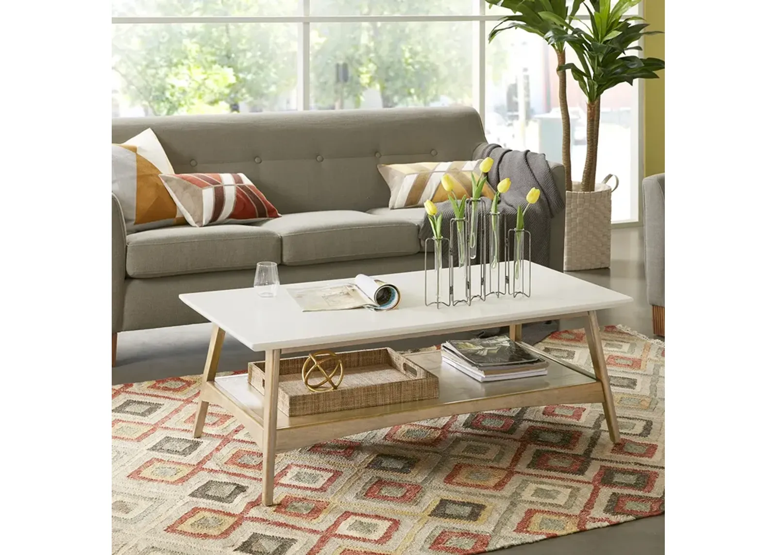 Madison Park Parker Off-White/Natural Coffee Table