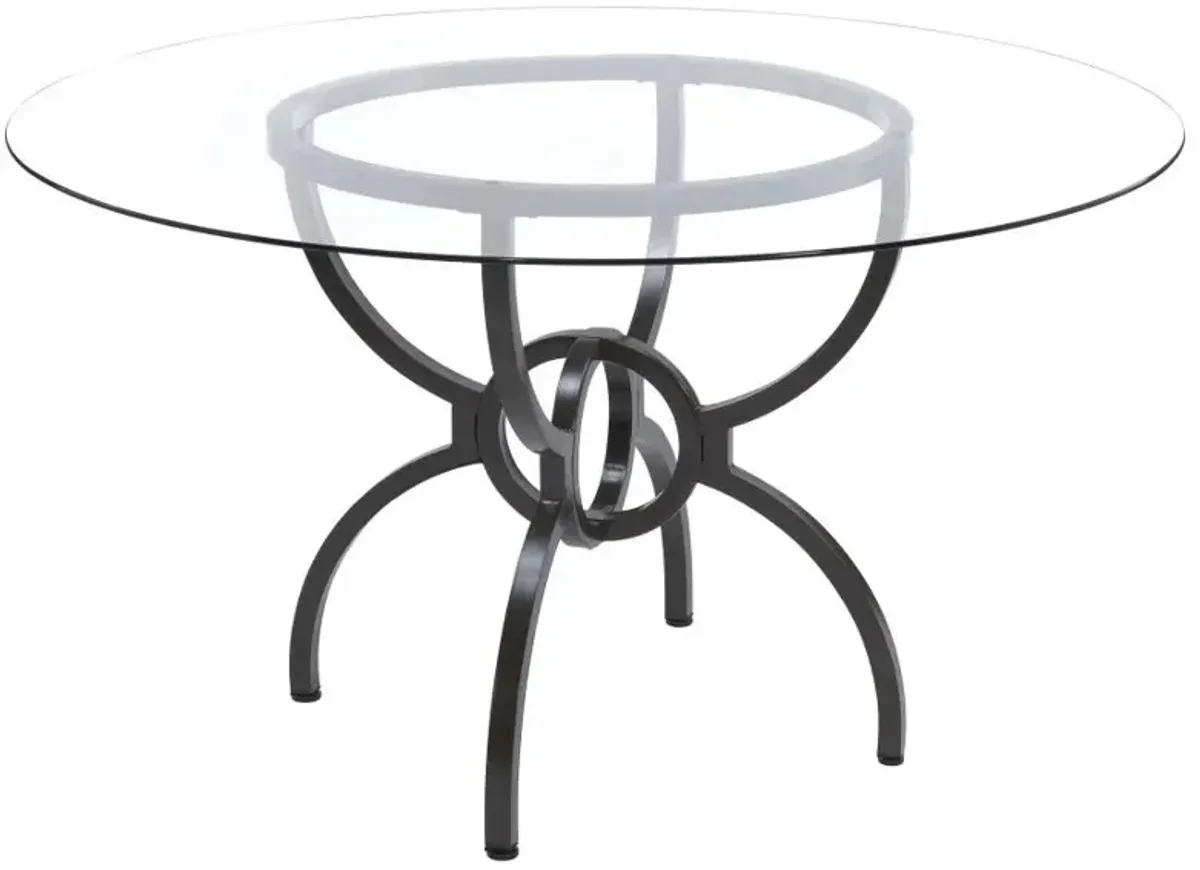 Aviano 48" Round Glass Top Dining Table Clear and Gunmetal