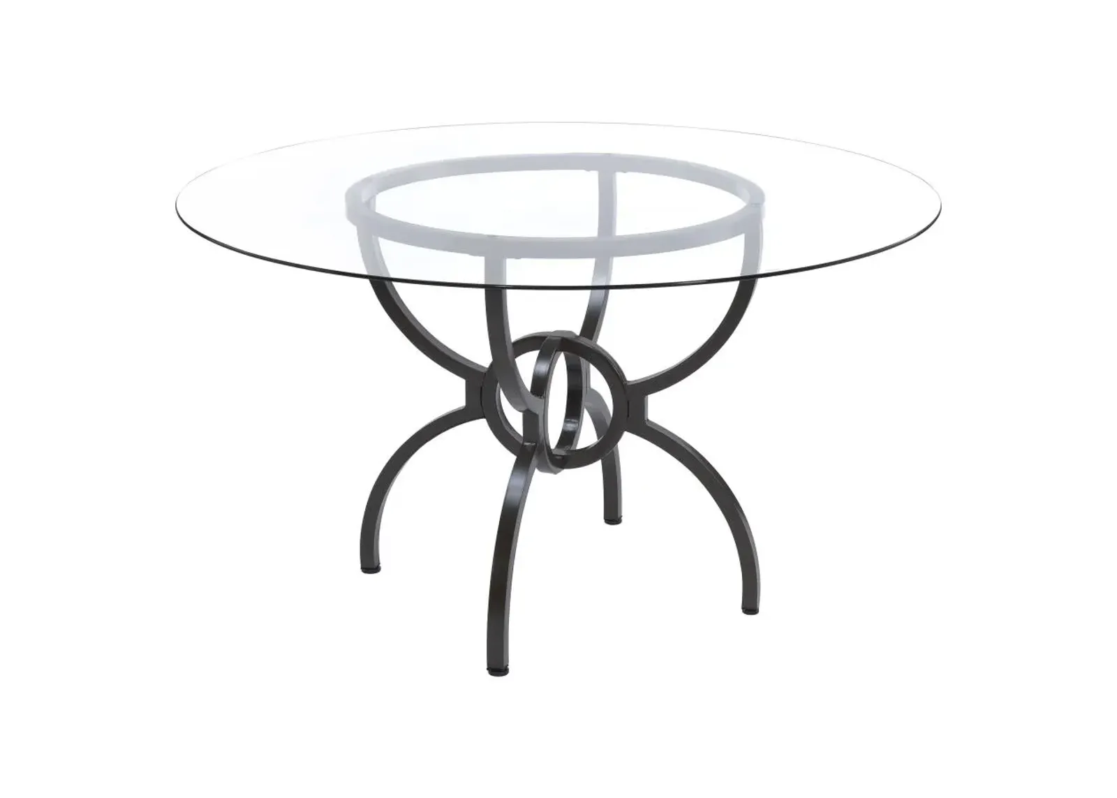 Aviano 48" Round Glass Top Dining Table Clear and Gunmetal