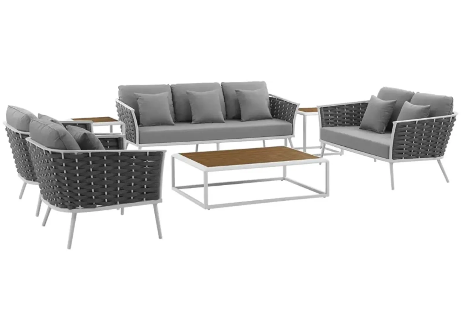 Stance 7 Piece Outdoor Patio Aluminum Sectional Sofa Set