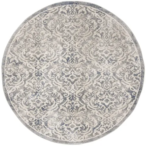 Brentwood 810 Light Grey / Blue 5' X 5' Round Round Powerloomed Rug