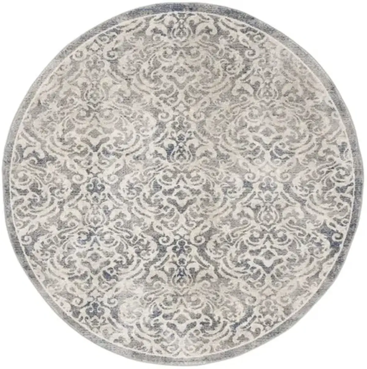 Brentwood 810 Light Grey / Blue 5' X 5' Round Round Powerloomed Rug