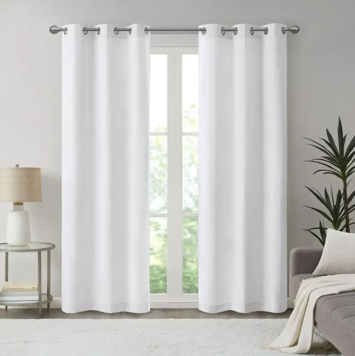 Madison Park Galen White Basketweave Room Darkening Curtain Panel Pair