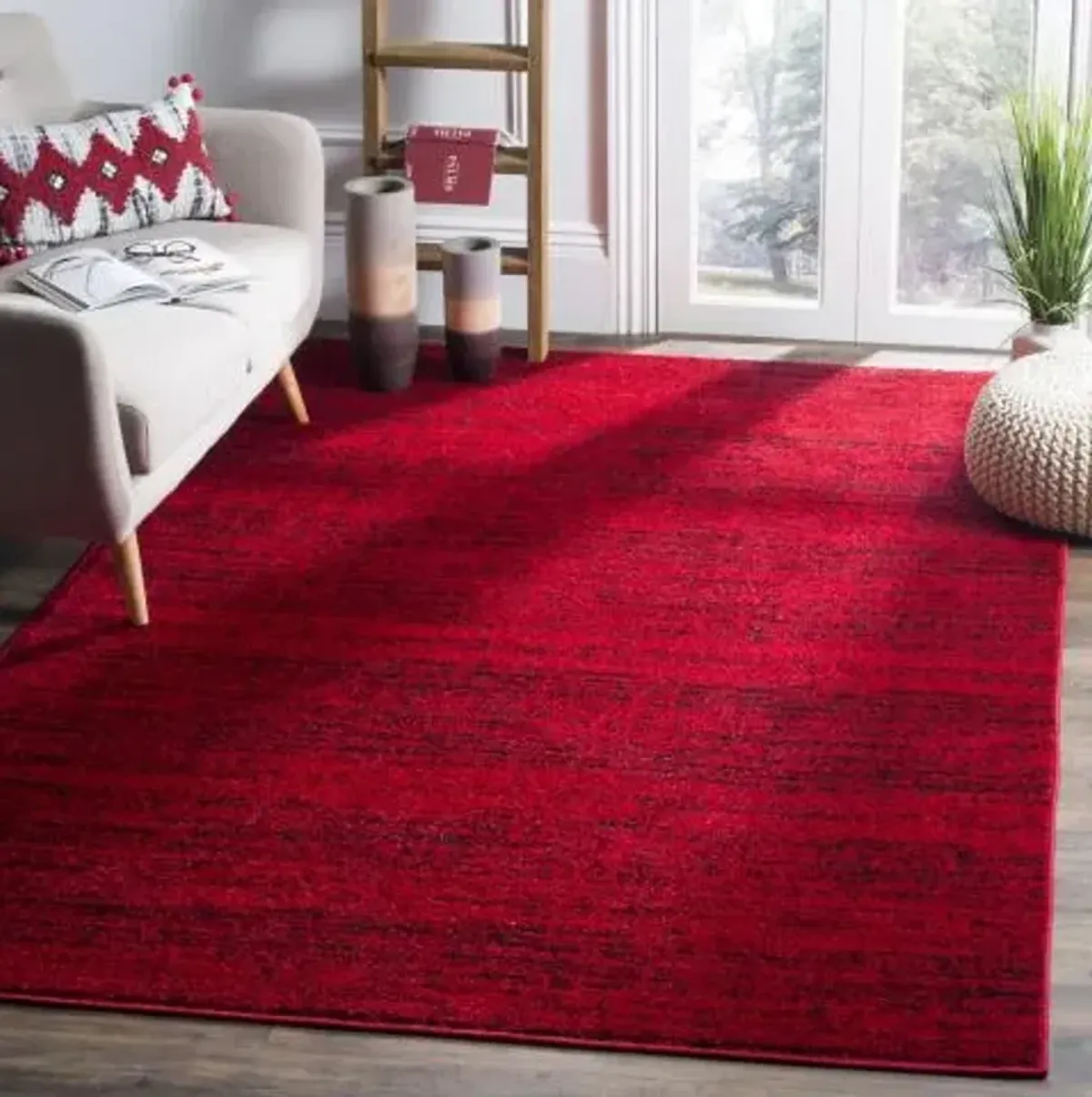 Adirondack Contemporary Red / Black 9' X 12' Powerloomed Rug