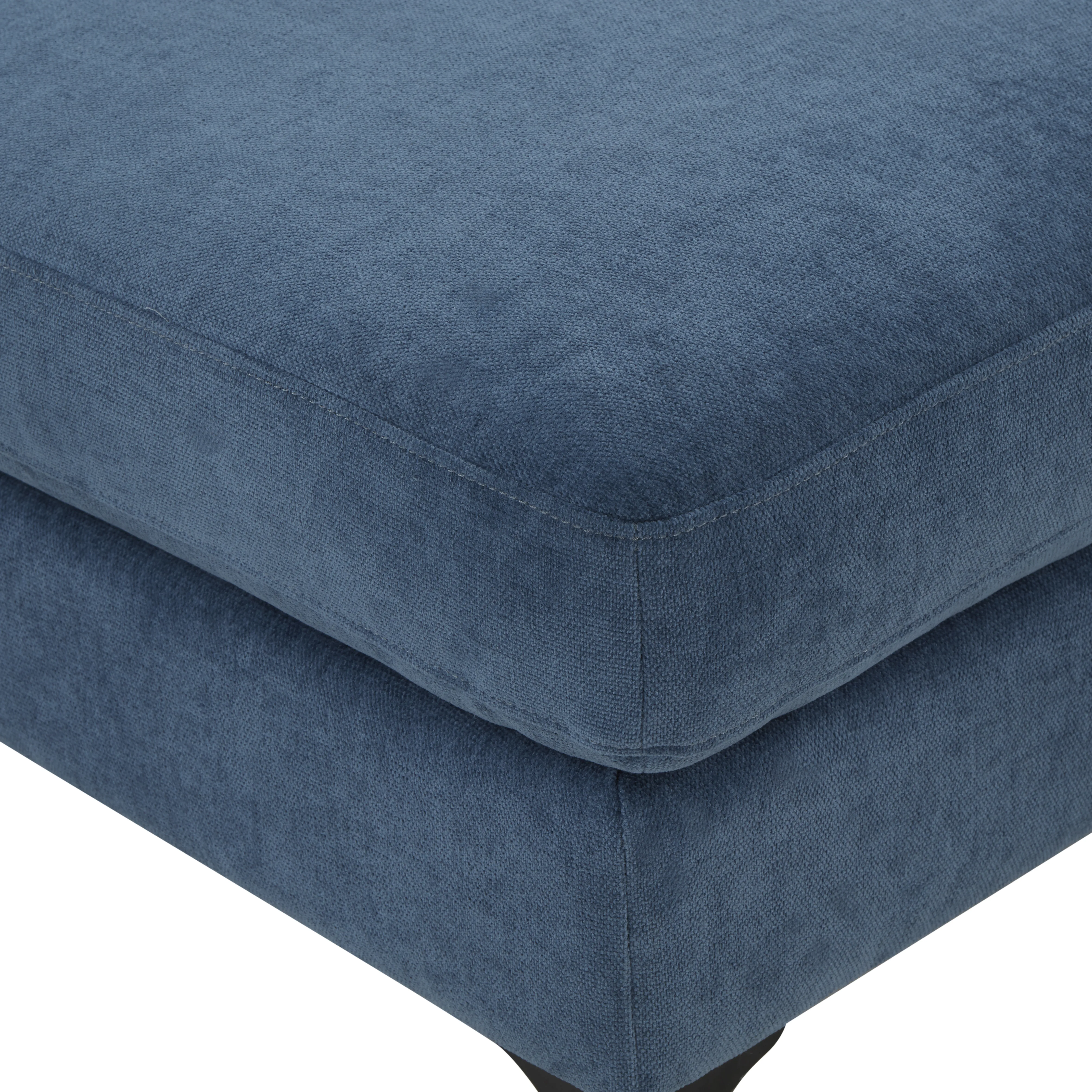 Serena Blue Velvet Ottoman with Black Legs