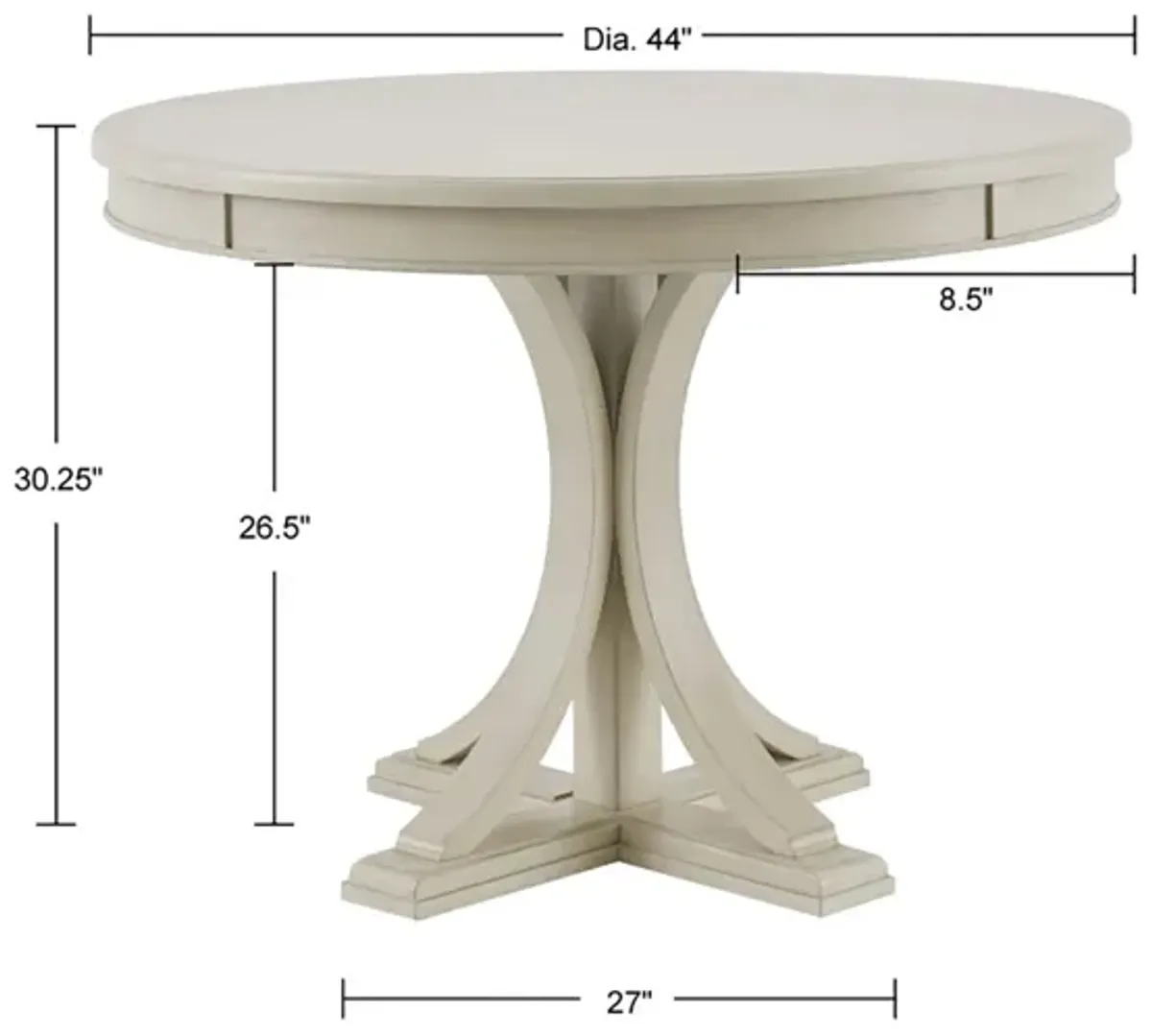 Madison Park Signature Helena Antique Cream Round Dining Table