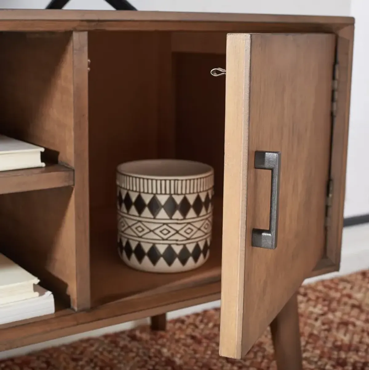 SORREL MID CENTURY 2 DOOR 1 SHELF MEDIA STAND