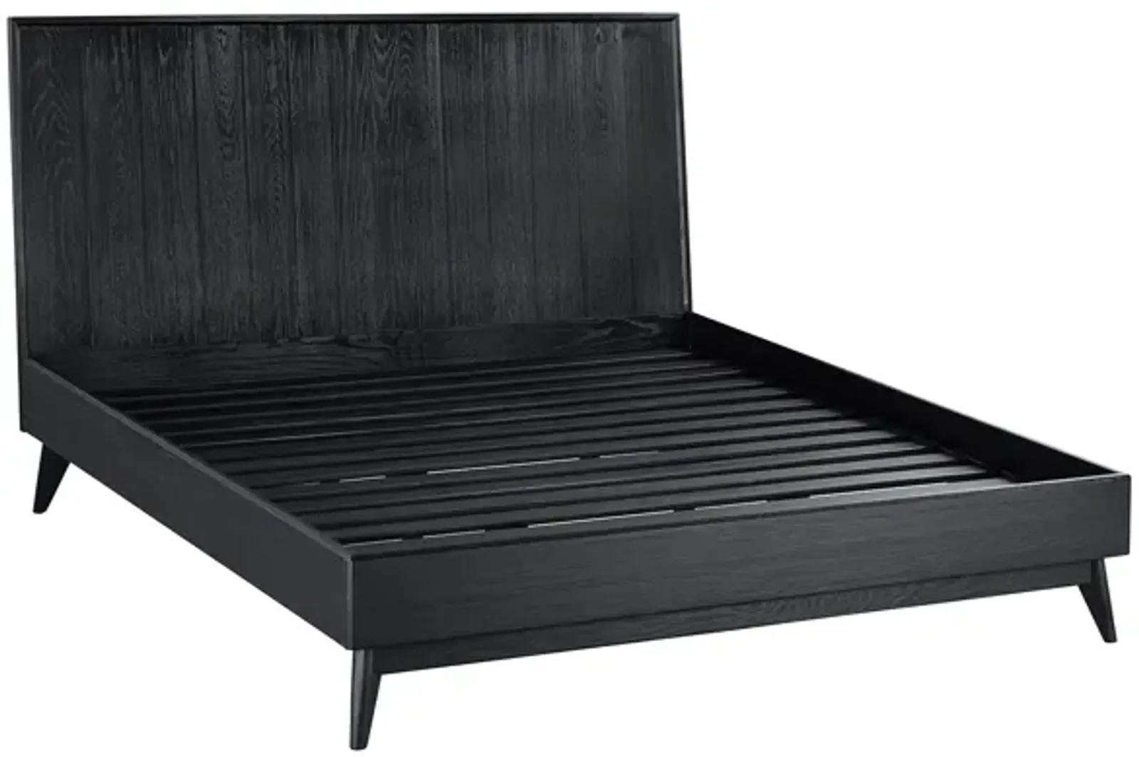 Carnaby Queen Platform Bed Frame in Black Brushed Oak Wood